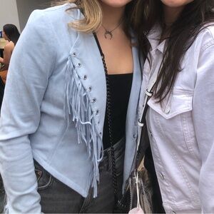 NBD Light Blue Fringe Jacket